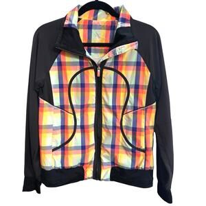 Rare Lululemon SeaWheeze Track Attack Jacket Rainbow Plaid Full Zip Size 4 / 6
